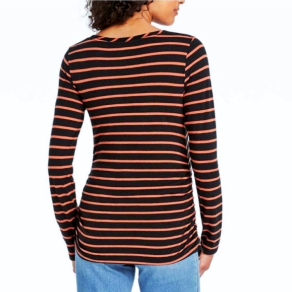 ISABEL Maternity by Ingrid & Isabel Striped Long-sleeve Ruched Tunic Top - Picture 2 of 7